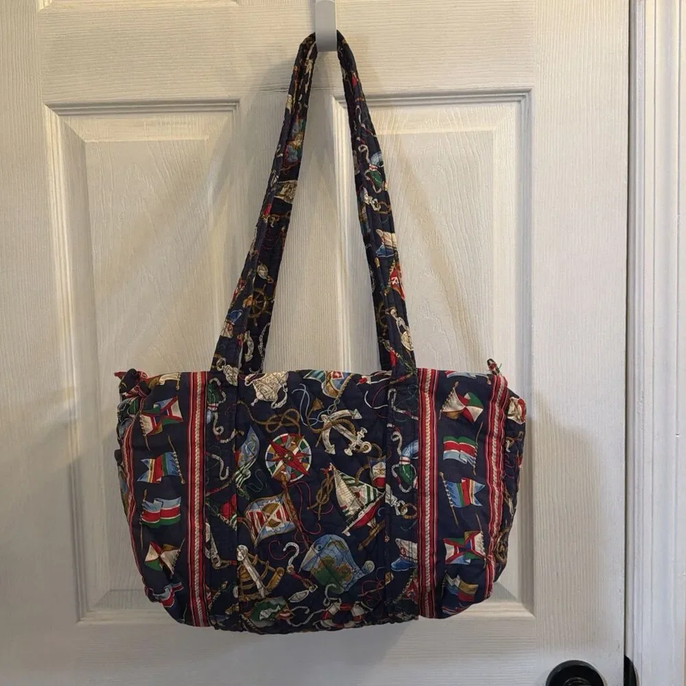 Vera Bradley Regatta 1994 Vintage Navy Duffel Travel Bag Retired - Picture 16 of 16